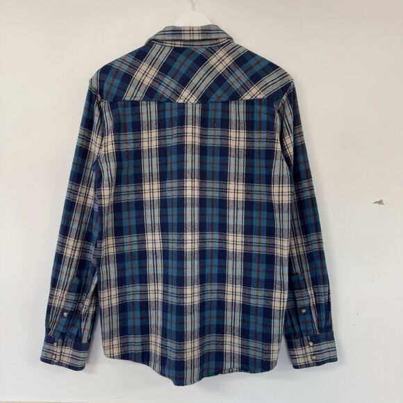 Ariat Huntleigh Retro Plaid Long Sleeve Snap Western Flannel Shirt Small Blue - Picture 3 of 14